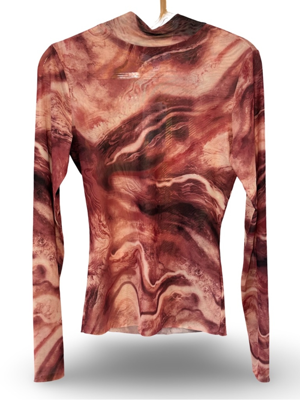 Nordstrom Sunset Swirl Sheer Top in Rust and Cream